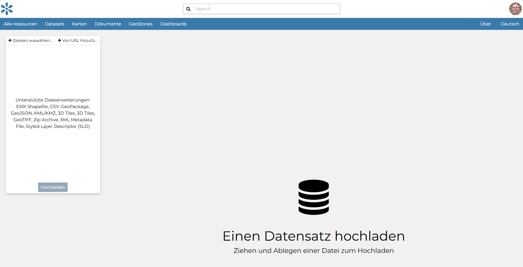 GeoNode Datensatz hochladen